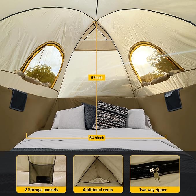 Pickup Truck Tent with Awning Shade,Waterproof PU5000mm Oxford for 5-5.2 FT Truck Bed for Camping Travel Outdoor Activities for Chevy Colorado,Jepp Gladiator,Ford Ranger,GMC Canyon,Frontierm,Tacoma