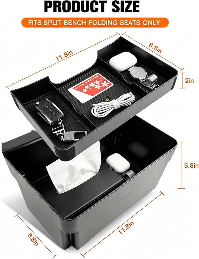 LFOTPP 2-in-1 Hanging Organizer Box for 2019-2026 Chevy Silverado & GMC Sierra 1500|2020-2026 Chevy Silverado &Sierra 2500HD 3500HD Center Console Organizer Accessories(Split-Bench Folding Seat Only)