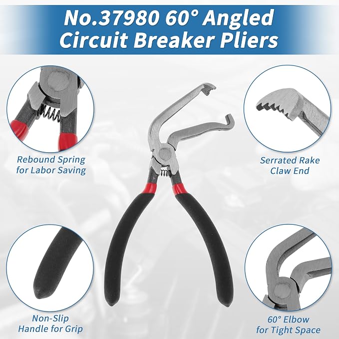No.37960/37980/13120 8" 60 Degree Electrical Disconnect Pliers for Automotive Sensor Connector Angled Wire Plug Removal Tool Locking Push Tab Pliers Electrical Connector Separator
