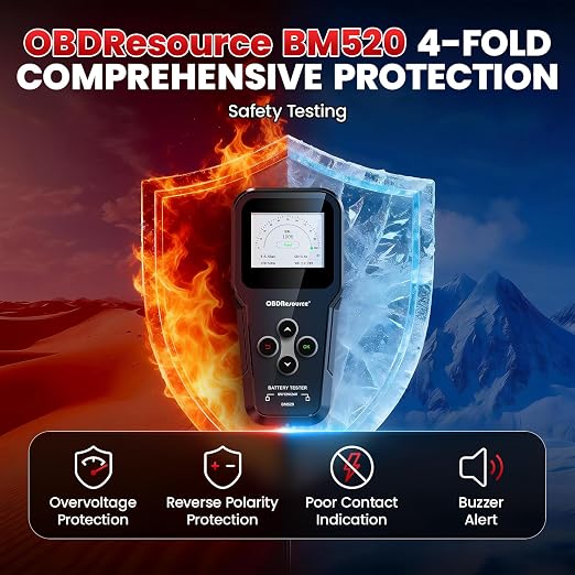OBDResource Professional Car Battery Tester 6V 12V 24V - 3-in-1 Automotive Analyzer with 100-2000 CCA, Load/Cranking/Charging/Alternator Test