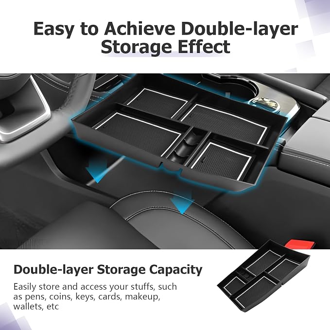 LUWU 2025 2026 Rogue Lower Center Console Tray Storage Box for 2021 2022 2023 2024 2025 2026 N issan Rogue Accessories Armrest Console Organizer ABS Material White-trim