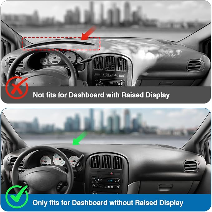 KUST Black Dash Cover for Dodge Caravan/Grand Caravan/Chrysler Town Country 2001-2007 (Without Raised Display w/o Sensor) Polyester Dashboard Cover Non-Slip Car Accessories No Glare