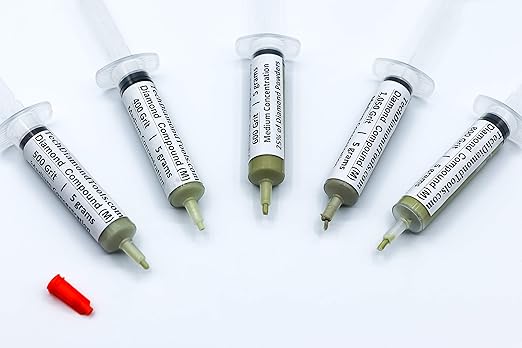 TechDiamondTools Diamond Polishing Compound Kit of 5 Lapping Paste USA Made 400 500 600 800 1050 Grit for Marble Glass Metal Rock Jewelry Resin Silver with 25% of Diamond Powder
