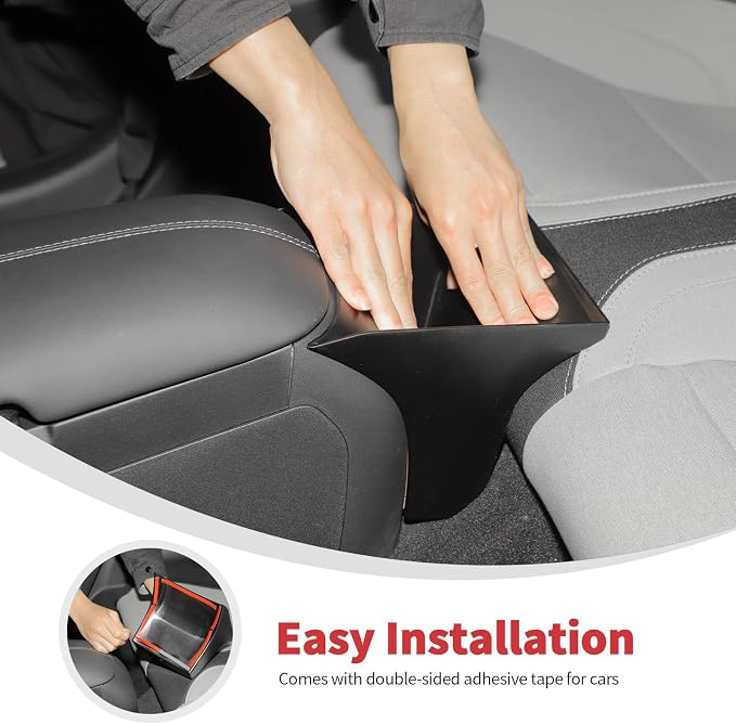 Linskip Back Seat Console Organizer Kit for Ford Mustang Ecoboost, GT, Dark Horse 2024 2025 2026+, Rear Seat Console Organizer + Door Insert(Black)