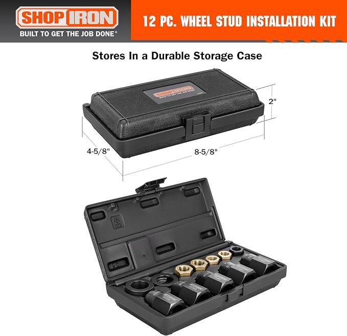 Shop Iron 51937 12-Piece Wheel Stud Installation and Rethread Kit, For use with 1/2-20", M12 x 1.25, M12 x 1.5, M14 x 1.5, & M14 x 2.0 Button Head Wheel Studs