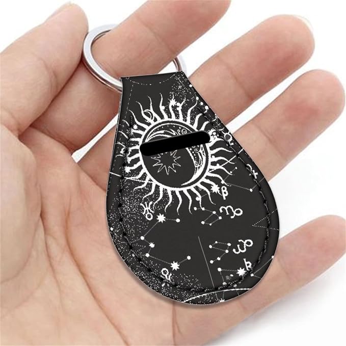 Xoenoiee 11 Pcs Car Accessories with Front & Rear Auto Seats Covers, Steering Wheel Cover, Seat Belt Pads, Cup Coaster, 2 Pcs Key Chain - Universal Fit - Celestial Sun Moon Stars