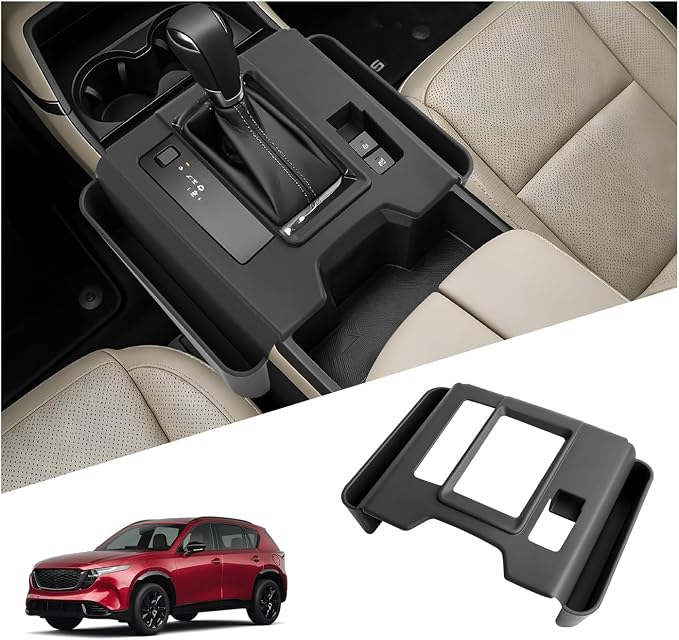 SKTU for 2026 Mazda CX-5 Gear Shift Panel for 2026+ Mazda CX-5 Gear Shift Cover with Side Storage Box Mazda CX-5 2026 Accessories Rubber Passenger Side Storage Box-Durable