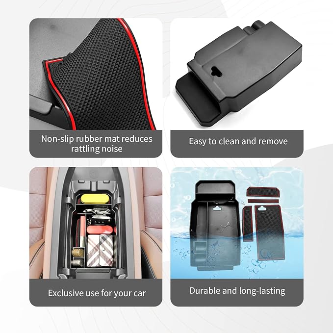 CDEFG for 2023 2024 2025 2026 Mazda CX50 Center Console Organizer Tray | for 2023-2026 Mazda CX-50 Armrest Tray CX50 Central Consola Organizer Storage Box 2025 2026 Mazda CX50 Accessory (Red)
