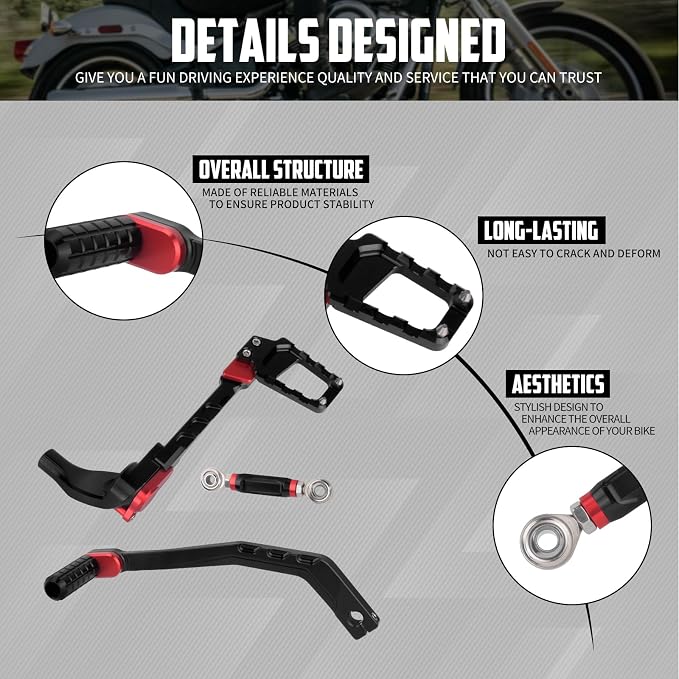 Motorcycle Mid Control Kit Footpegs Linkage Lever Set Fit for Harley Softail Low Rider FXLRS 2020-2025 FXLRST 2022-2025 Street Bob FXBB 2018-2025 (Red)