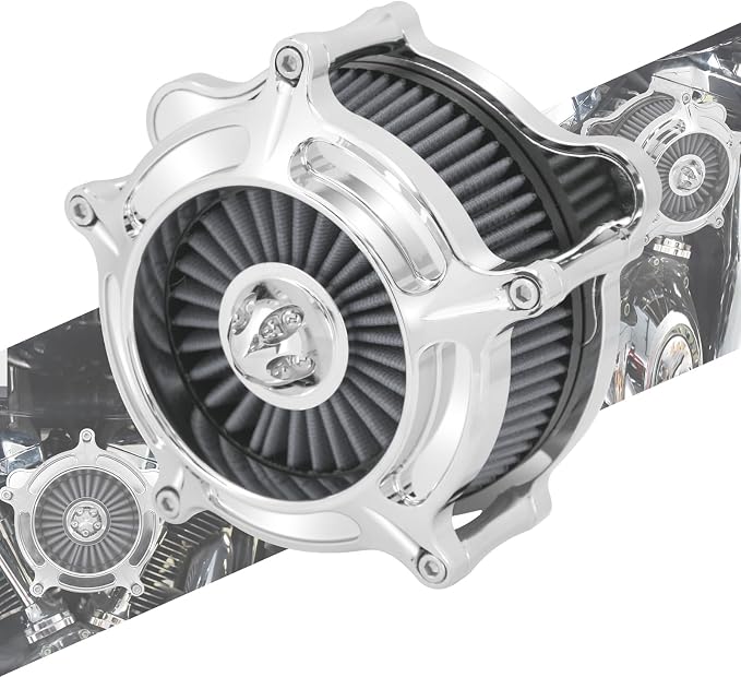 Air Cleaner Filter Aluminum Fit for Harley Touring Road King Street Glide Softail (Chrome Housing Grey Element, D For M8 Touring 17-23 Trike 17-25 Softail 18-24)
