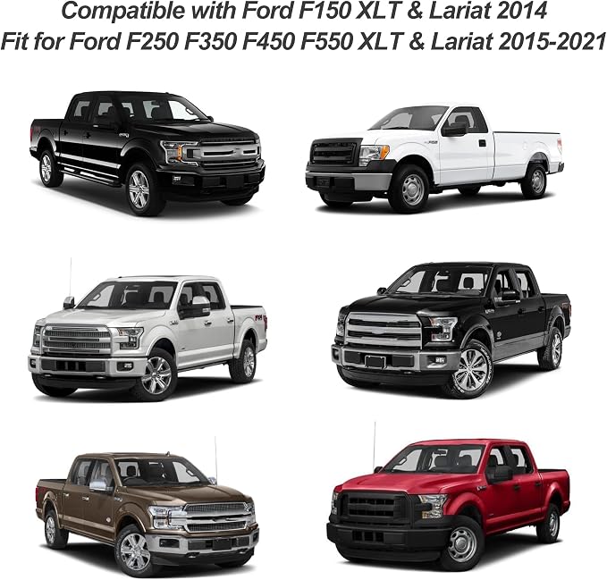 ESMING Front 40/20/40 Oxford Fabric Seat Covers for Ford F150 XLT/Lariat 2014 for Ford F250 F350 F450 F550 XLT Lariat 2015-2021 Front 40/20/40 Split Bench with Center Console-Gray