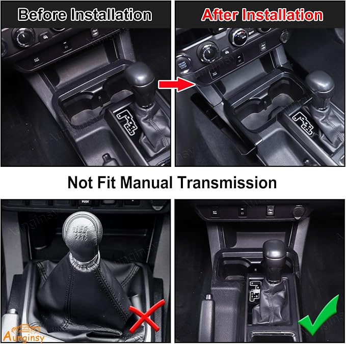 Aunginsy Gear Shift Storage Organizer Tray Compatible with Toyota Tacoma 3rd Gen 2016-2023 Center Console Organizer Left & Right Side Hanging Storage Box ABS Accessories, Not Fit Manual Transmission