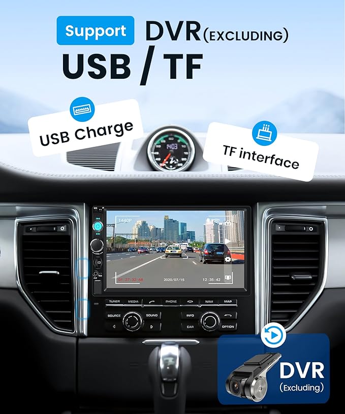 Rimoody 7 Inch Single Din Wireless CarPlay Touchscreen Car Stereo, 1 Din Car Radio with Wireless Android Auto Yo-u-Tu-be Video Bluetooth FM Radio SWC EQ Mirror Link Car Player Rear View Camera