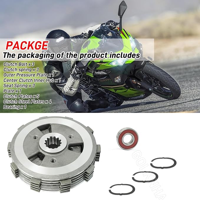 Clutch Kit & Friction Steel Plate for Kawasaki Ninja 400 EX400 Z400 ER400 2018-2024 OEM# 13087-0585 13187-0033