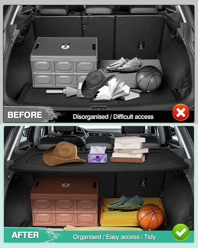 Powerty Cargo Cover for 2009-2016 2017 Volkswagen VW Tiguan Accessories Trunk Cover Trunk Shielding Shade Cargo Luggage Cover Black (Can Withstand The Load)