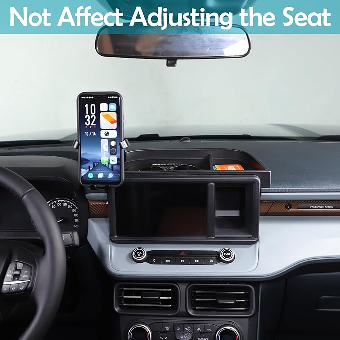 Dashboard Storage Box Fit for Ford Maverick 2022, ABS Dash Panel Tray Organizer, Dash Tray Phone Holder Mount with Storage Box, Dash Center Console Table Storage Tray (Type B)