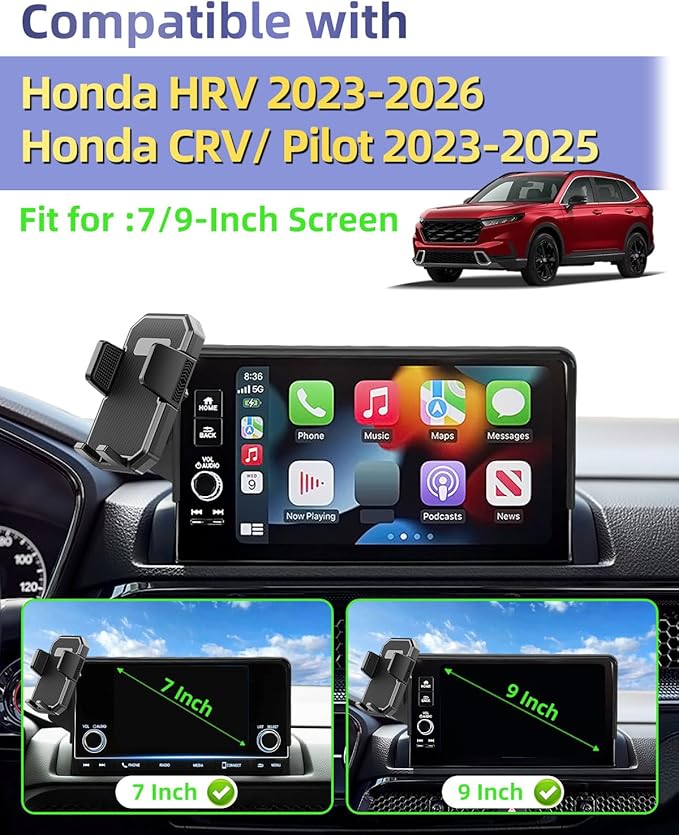 PZK Car Phone Mount for Honda HRV 2023-2026/ CRV 2023-2026 / Honda Pilot 2023-2026 Accessories 7/9-inch Screen 360° Rotation Auto Lock CRV HRV Car Phone Holder Not Affect Air Vent Phone Cradles