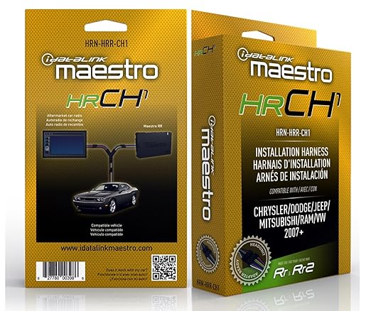 Idatalink Maestro HRN-HRR-CH1 Plug & Play Radio T-Harness Replacement for Select Compatible 2007-2020 Chrysler, Dodge, and Jeep Vehicles (ADS-MRR or ADS-MRR2 Module Required)
