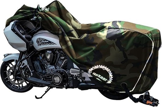 Nuzari Heavy Duty Motorcycle Cover - Motorcycle Covers Waterproof Outdoor Storage - Dirt Bike Covers (Camouflage, Extra Large)
