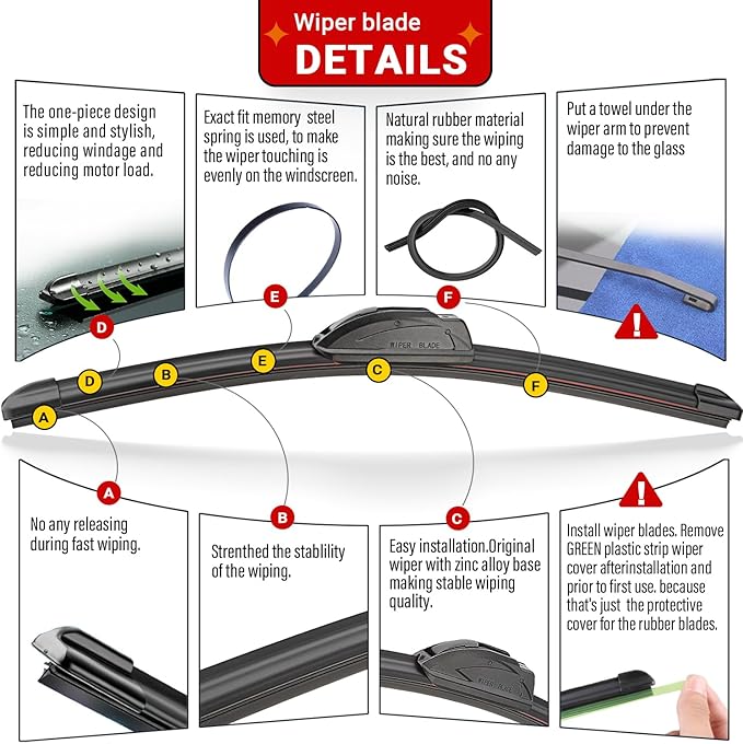 Windshield Wiper Blades Replacement for Honda HRV HR-V 2016 2017 2018 2019 2020 2021 2022 Original Factory Quality Front Rear Wipers Blade Set for My Car - 26" 18" 10" (Pack of 3)