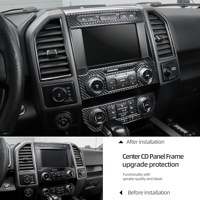 BETTERHUMZ Air Conditioning CD Control Panel Display Screen Outlet Trim Compatible with Ford F150 Raptor 2015-2020 Carbon Fiber
