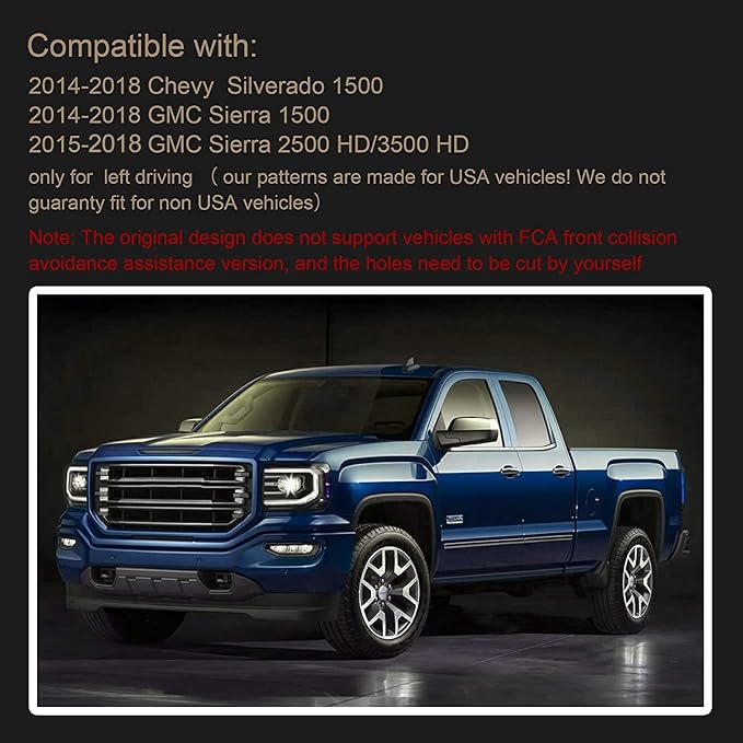 SPEEDWOW Dash Board Custom Cover Mat Carpet Compatible with 2014-2018 Chevrolet Silverado GMC Sierra 1500 2500 3500