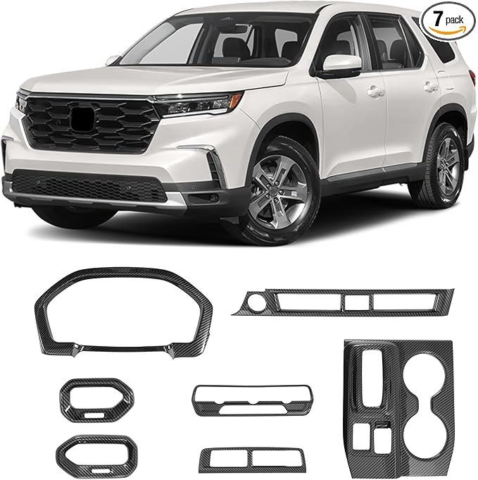 Carbon Fiber Gear Shift Panel Cover & Center Console Panel Cover Compatible with 2023-2026 Honda Pilot
