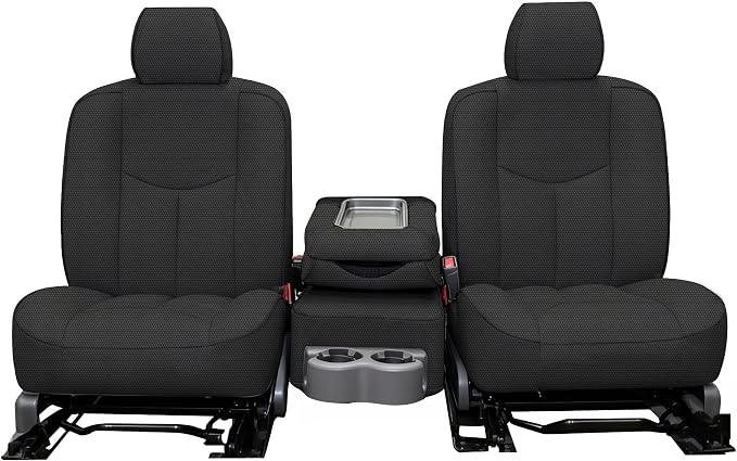 Front Thickened Composite Fabric Seat Covers for Chevy Silverado GMC Sierra 1500 1999-2006 & Classic,Foam-Padded Protection-Black