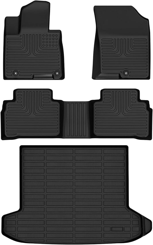 Wayhigh-Floor Mats & Cargo Liner Set for 2022 2023 2024 2025 Hyundai Tucson (Non Hybrid) All Weather TPE Car Mats Waterproof Heavy Duty Rubber Floor Liners for Tucson Accessories- Black