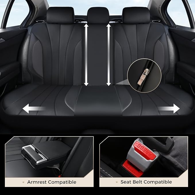 Coverado Seat Covers, Red Car Seat Covers Full Set, Automotive Seat Covers 5 Seats, Waterproof Black Car Seat Protectors Universal Fit for SUVs Trucks Sedans