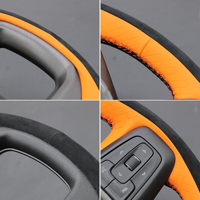 MEWANT Hand Stitch 3D Style Steering Wheel Protector Wrap Cover for GMC Sierra 1500 2019-2023/Sierra 1500 Limited 2022/Sierra 2500 2020-2024/Sierra 3500 2020-2024/Yukon 2021-2023