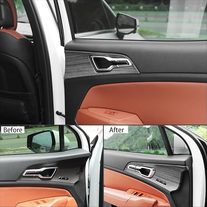 Car Interior Door Frame Cover Trim Sticker Door Lock Button Decor Trim Compatible with Kia Sportage 2023-2026 Accessories (Wood Grain Style)