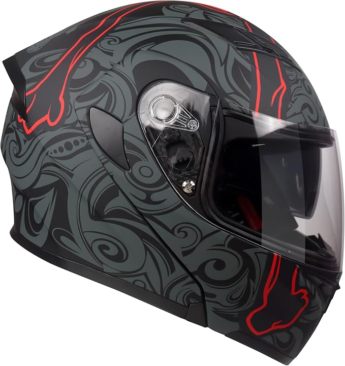 KYPARA Motorcycle Dual Visor Flip up Modular Full Face Helmet with DOT Certification of Impressionism