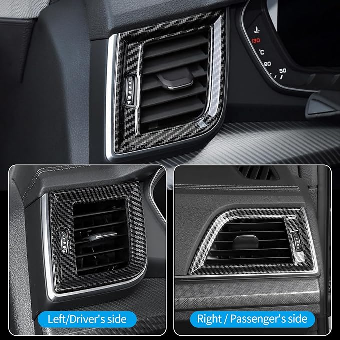 Dashboard Panel Side Air Outlet Vent Frame Compatible with Audi Q5 2018-2020, Center Air Outlet Vent Cover Trim Decals, Dash Air Vent for Audi Q5 Sportback, ABS Carbon Fiber Q5L Accessories