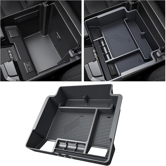 For 2022-2026 Chevy Silverado/GMC Sierra 1500&2024-2026 Silverado/Sierra 2500HD 3500HD - (Full Console w/Bucket Seats ONLY) Center Console Armrest Organizer ABS Materials