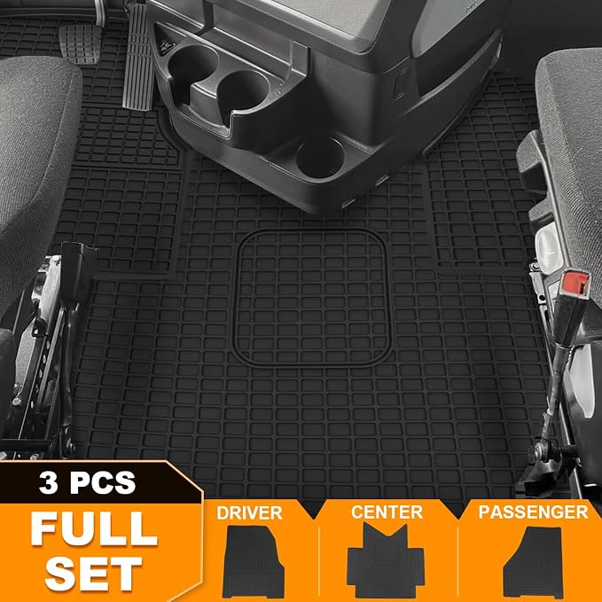 Floor Mats fit for Freightliner Cascadia 2018-2026 | Heavy Duty All-Weather Truck Floor Liners | Durable Rubber Cargo Mats | for Freightliner Cascadia Interior Accessories | 3-PCS Set