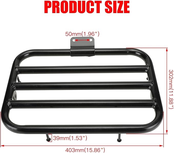 GREHUA Mini Bike Rear Cargo Rack Compatible with Coleman CT200U BT200X CT200U-EX CT200U-A Trail 200 Axis M200 Predator 212cc 196cc 6.5hp Minibike Off-Road Heavy Duty Back Parts w/Bracket Assembly Kit