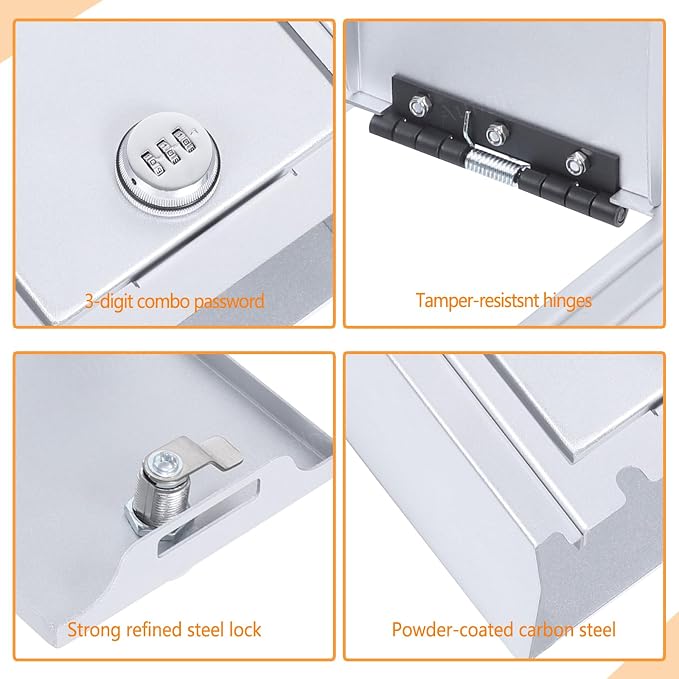 Car Center Console Lock Safe Box Armrest Storage Compatible with Toyota Tacoma 2016-2023 Center Console Lock Box Armrest Security Organizer Tray Vault with 3 Digit Combo Password Insert Accessories