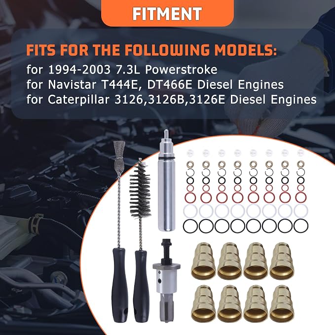 F4TZ9F538A Injector Sleeve Cup Remover Installation Tool Kit Fit For 1994-2003 F250 F350 F450 F550 E250 E350 E450 ESD FSD 7.3L Replacement Parts