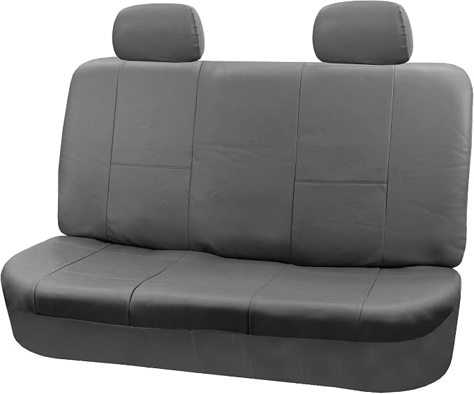 FH Group PU001114 PU Leather Seat Covers (Gray) Full Set with Gift – Universal Fit for Cars Trucks & SUVs