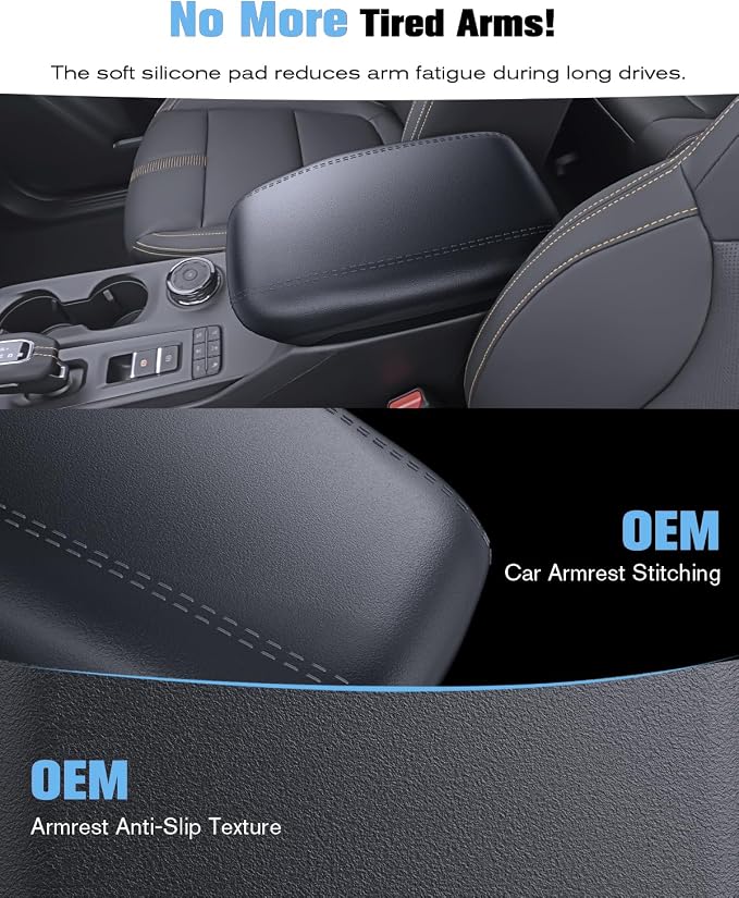 For 2025~2026 Mitsubishi Outlander (Not Fit Outlander Hybrid&Sport) 2-in-1 Silicone Center Console Armrest Cover&Armrest Hidden Privacy Tray - [OEM Design&Friendly Liquid Silicone Rubber] - Thin Black