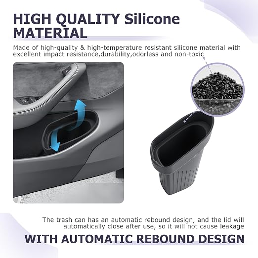 LUWU Car Trash Can for Tacoma 2024 2025 2026, Waterproof Silicone Auto Garbage Bin, Portable Door Mount Trash Bin, Interior Accessories for Tacoma 2025 2026
