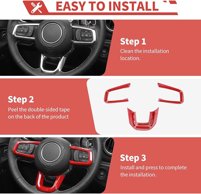 23pcs Full Set Interior Trim Kit for Jeep Wrangler JL JLU Gladiator JT 2018-2023 Steering Wheel Door Handle Air Conditioning Vent Cup Holder Reading Light Headlight Gear Cover, Red
