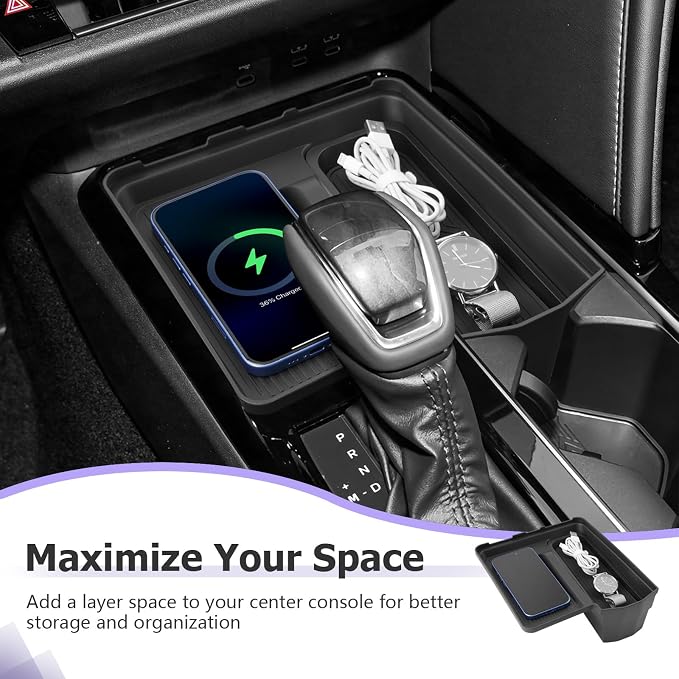LUWU 2025 2026 Camry Wireless Charging Center Console Organizer for 2025 2026 Toyota Camry Accessories Armrest Console Storage Box Armrest Organizer Insert Tray Glove Organizer Tray ABS Material