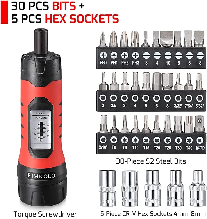 15-Piece 3/8" Drive Extra Long Torx Bit Socket Set & 36-Piece 1/4" Drive Torque Screwdriver Wrench Set
