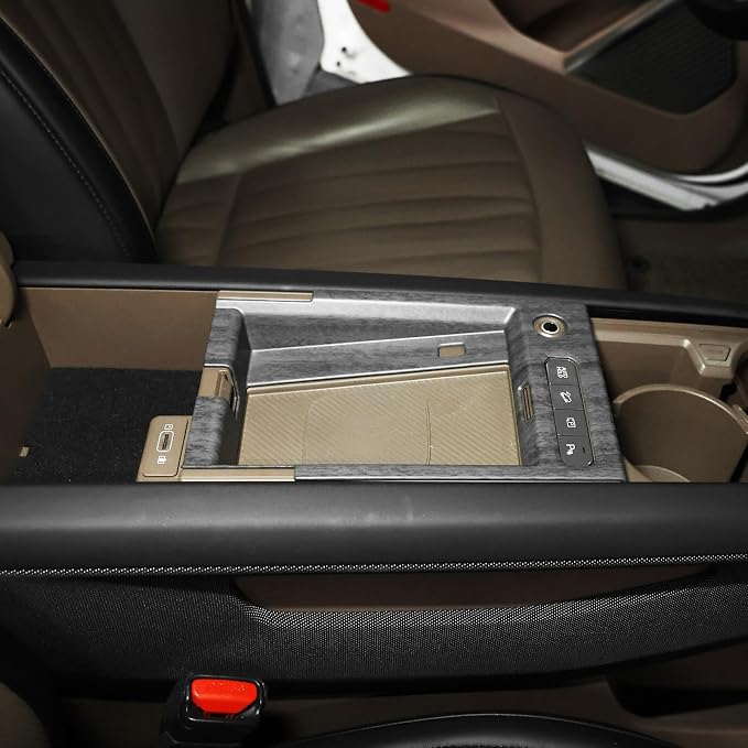 YOUTOOCAR Center Console Wireless Charging Pad Frame Cover Trim Compatible with Kia EV9 2024-2026 Accessories (Wood Grain)