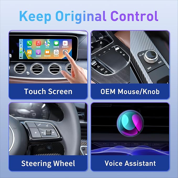 Wireless CarPlay Adapter for iPhone, Mini CarPlay Wireless Adapter with USB A Extension Cable/USB A to USB Type C Cable for Cars, Support Auto Connection, No Delay & Stable Connection