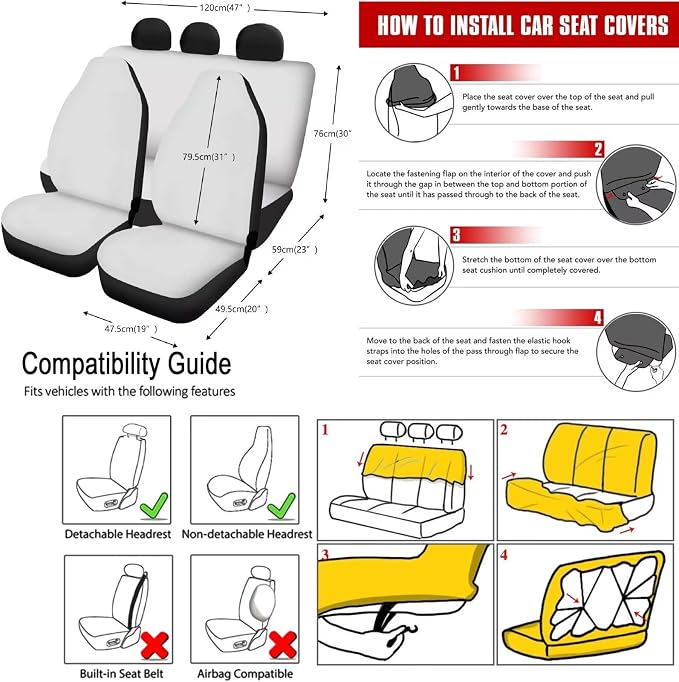 Blue Butterfly Car Seat Covers Sets 14pcs,Flower Butterfly Car Mirror Covers+Coaster+Butterfly Keychain+Gear Shift Knob Handbreak Cover+Seatbelt Pads for Women Vehicle Decor