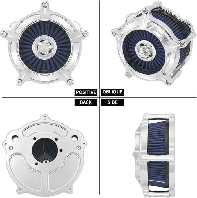 Air Cleaner Filter Aluminum Fit for Harley Touring Road King Street Glide Softail Sportster Dyna (Chrome Housing Blue Element, A For Sportster XL 04-22)