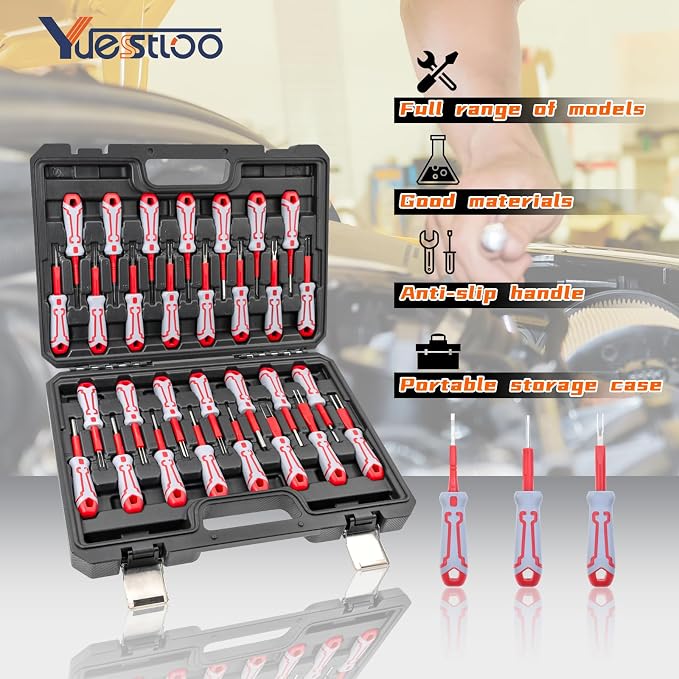 30 Pcs Universal Terminal Removal Tool Kit, for Replaces The Universal Vehicle Wire Harness Pin Connector Release Tool Set, with Stainless Steel Connectors and Non-Slip Handles